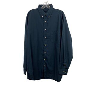 Blue Generation Navy Blue Long Sleeve Button Down Shirt Mens Size LT